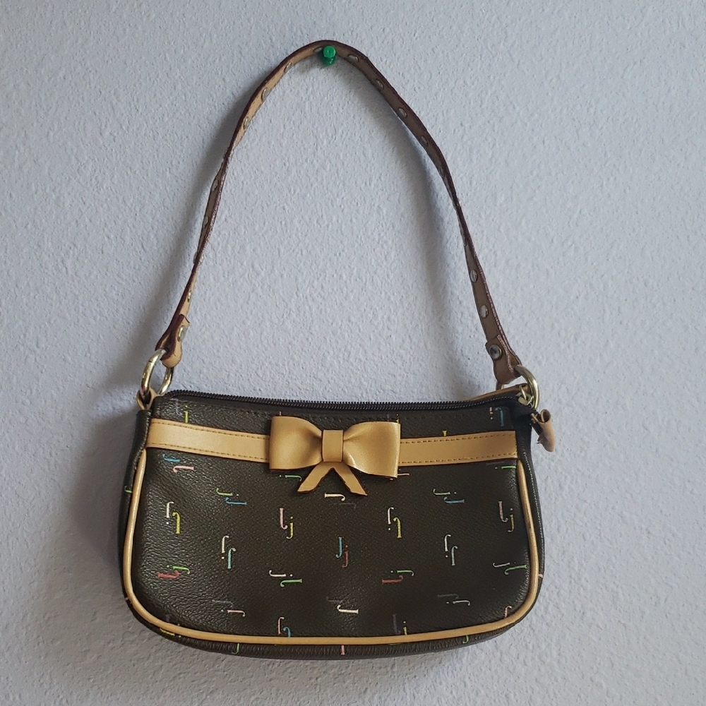 Elegant Brown Shoulder Bag with Gold Accents